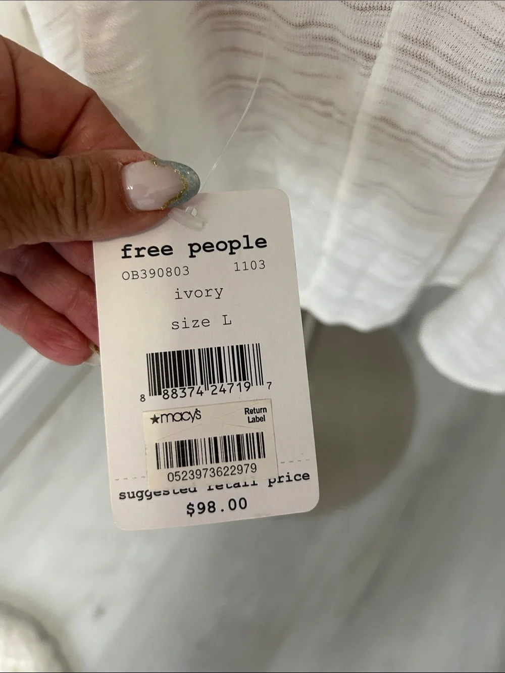 Free People Valley City Ivory Mesh Burnout Surplice Top